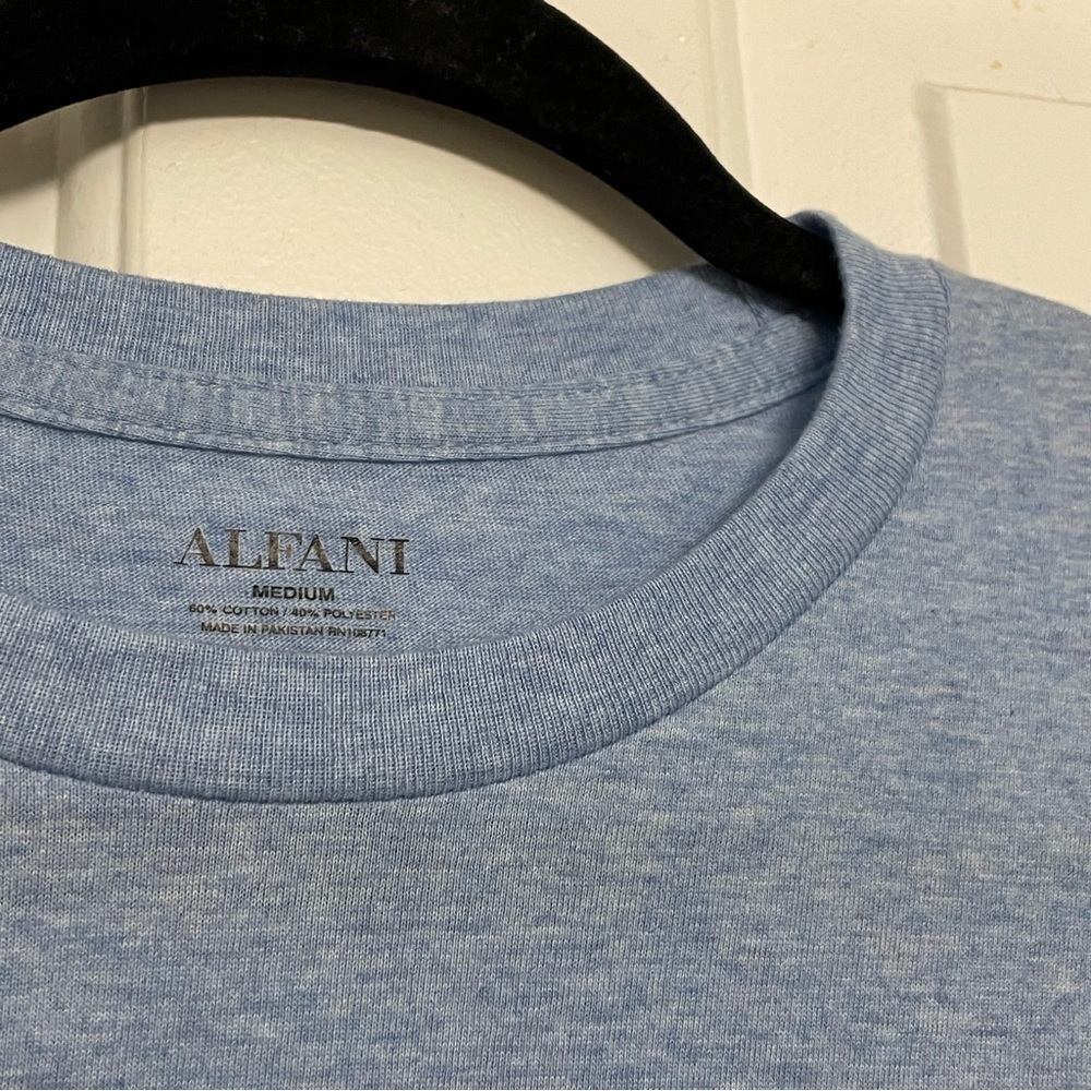 Men's Light Heather Blue Alfani 60% Cotton, 40% Polyester T-Shirt In Size Medium - Picture 7 of 10